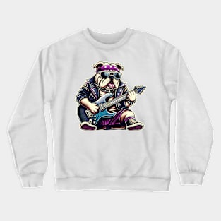 Bulldog Playing Guitar Crewneck Sweatshirt